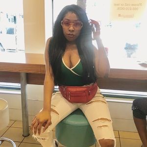 Green and White Low Cut BodySuit